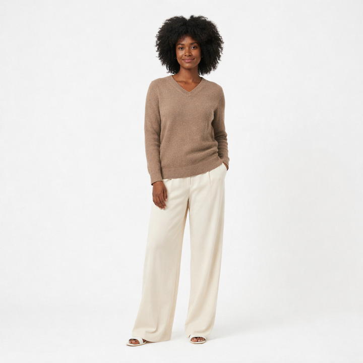 MONOPRIX COL V BEIGE - Taille S (36)
