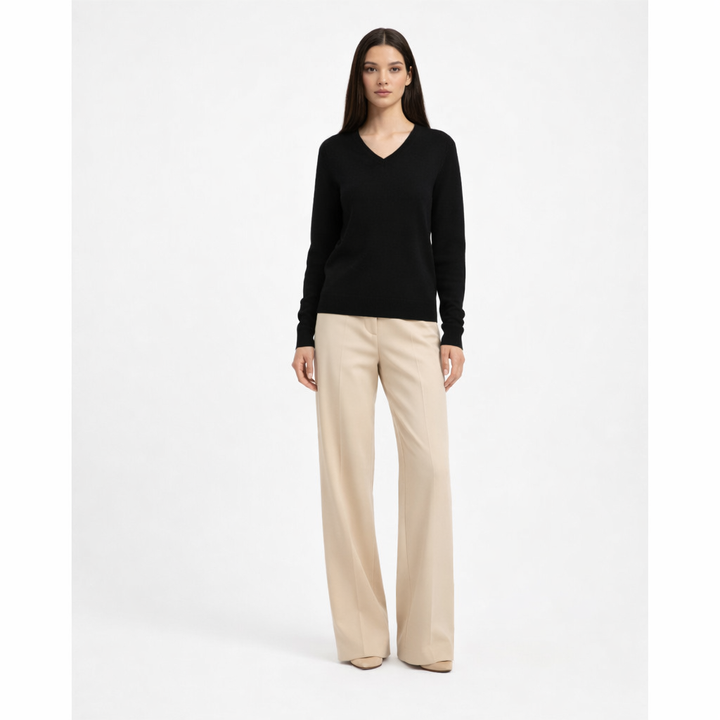 JUST CASHMERE COL V NOIR - Taille S (36)