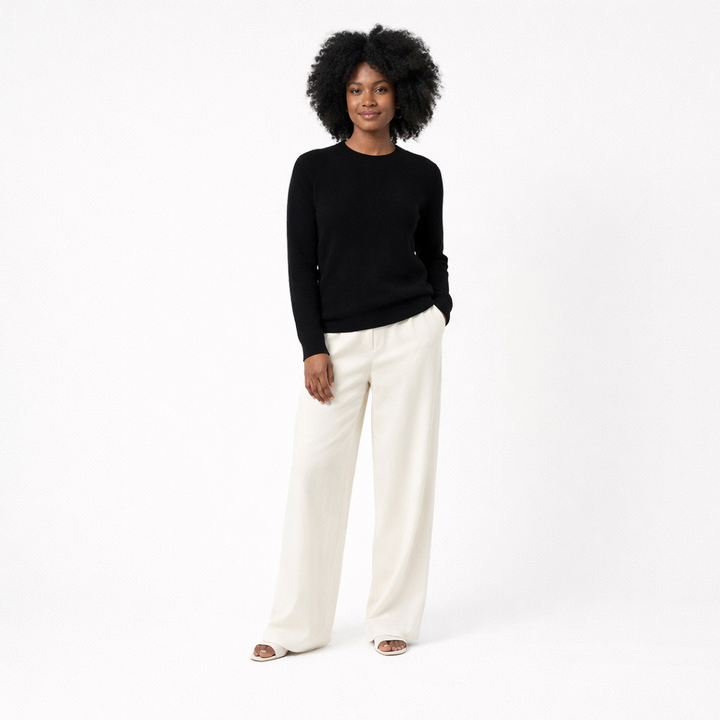 JUST CASHMERE COL ROND NOIR - Taille S (36)