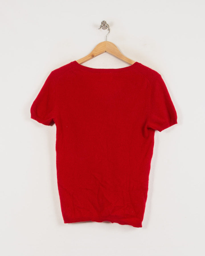PERFECT CASHMERE COL V ROUGE - Taille XL (42)