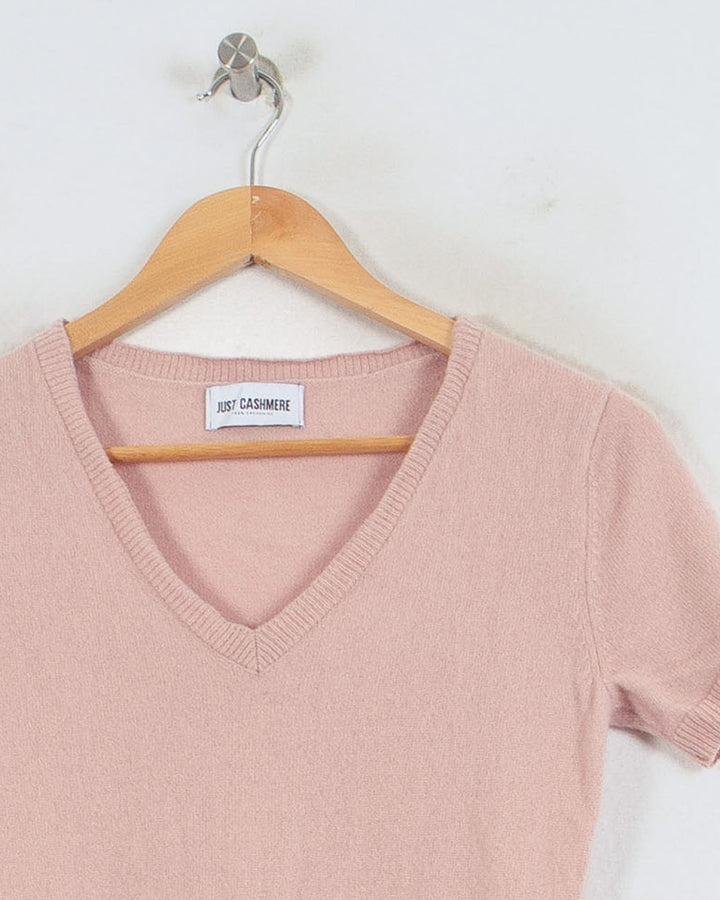 JUST CASHMERE COL V ROSE - Taille M (38)