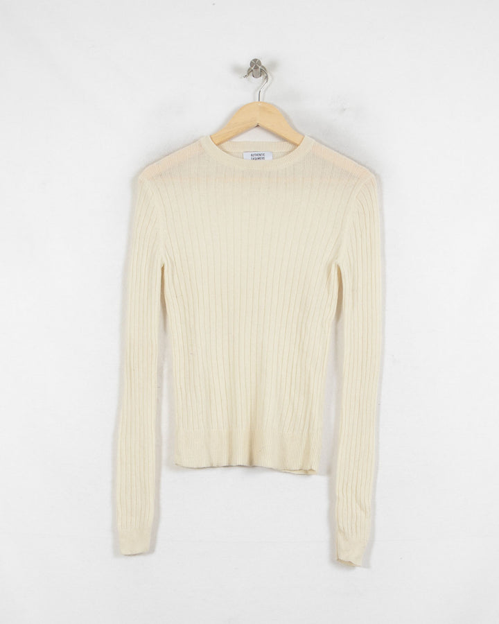 AUTHENTIC CASHMERE COL ROND BEIGE - Taille M (38)