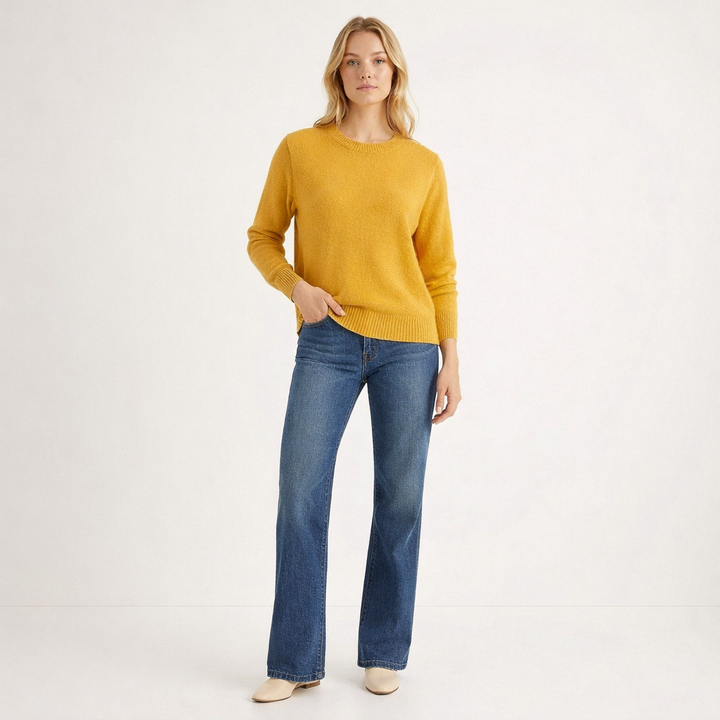 JUST CASHMERE COL ROND JAUNE - Taille M (38)