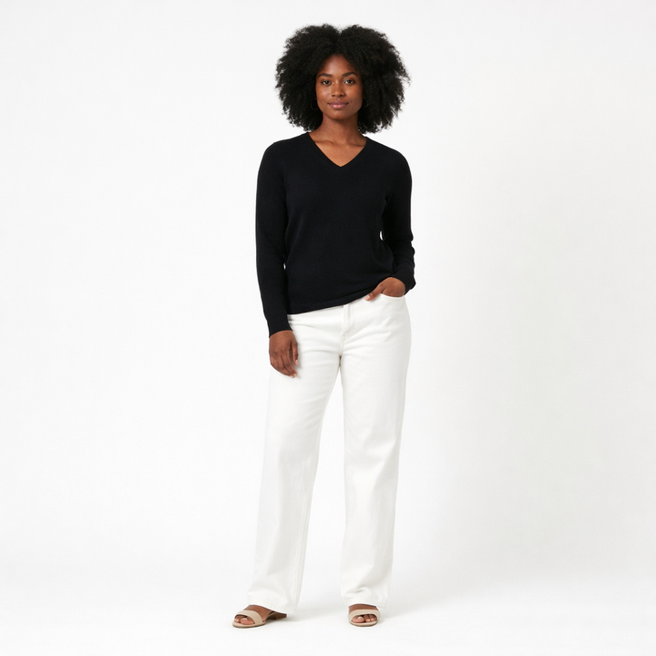 JUST CASHMERE COL V NOIR - Taille M (38)